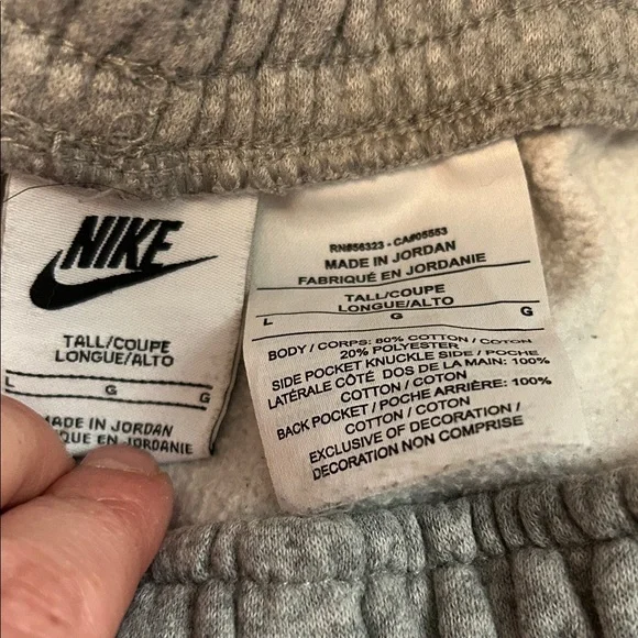 Nike men’s Light Gray Shorts with White Logo - Picture 2 of 3